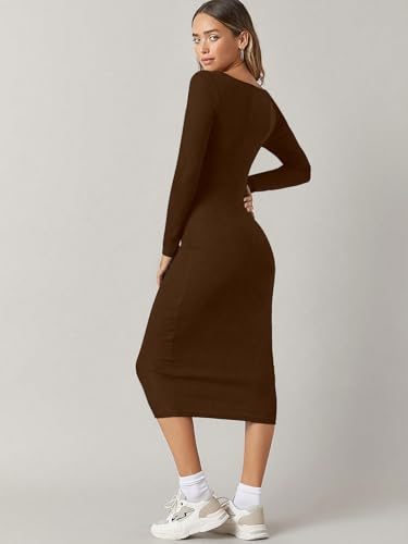Image of Aahwan Orange Solid Round Neck Solid Bodycon Midi Dress for Women's & Girl's