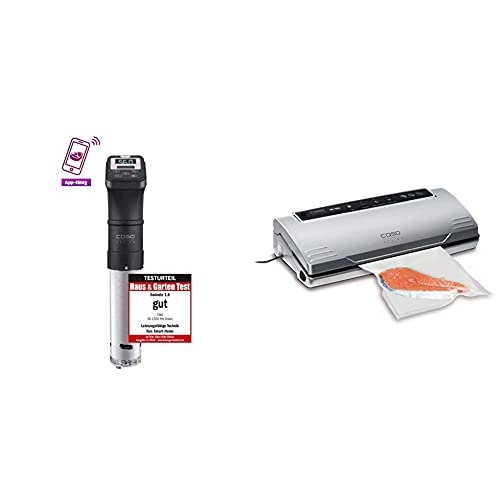 Caso 1327 SV 1200 Pro Smart Präzise Temperaturregelung bis 90 °C in 0,5°C Schritten, Schwarz & VC100 Vakuumierer…