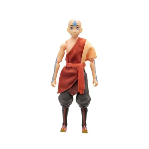 Jazwares Avatar – Der Herr der Elemente AVTL0002 - Aang (Buch 3) - 16,5 cm - mit austauschbarem Gesicht, Händen und Feuerbändigereffekt, offizielle Figur