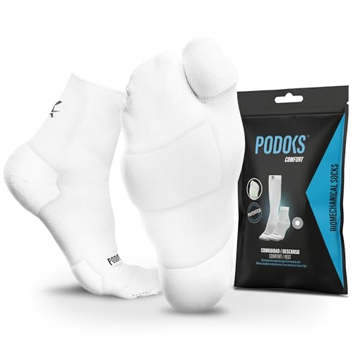 PODOKS® Calcetines Fascitis Plantar Hombre y Mujer | Calcetines de Compresion con Tejido Coolmax | Contiene Almohadillado Estratégico y Separación del primer dedo | Fabricado en España