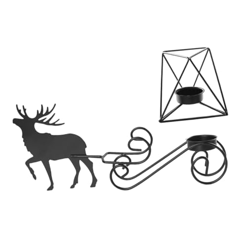 GRIRIW Decorative Christmas Candle Holder Metal Deer Shape Gold Color 2 Pack Home Decor Dinner Table Accessory