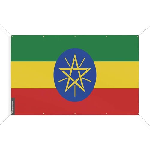 Drapeau Éthiopie 10 oeillets indéchirable pour mât de 100 x 150 cm