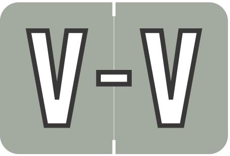 Doctor Stuff - File Folder Labels, Alphabet Letter V, Barkley/Sycom FABKM - BXAM Series Compatible Alpha Stickers, Gray, 1" x 1-1/2", 500/Roll