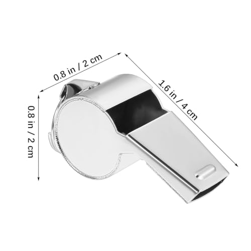 Silbatos de acero inoxidable plata 6 piezas con cordón miniatura 2