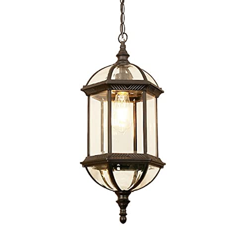 Lustre rustique réglable en hauteur luminaire suspendu d'extérieur noir 1 lumière