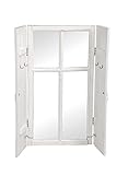 shabby laden Holz und Glas Arinosa Spiegel Landhaus Shabby Chic Weiß Fenster mit Läden und Haken Holz