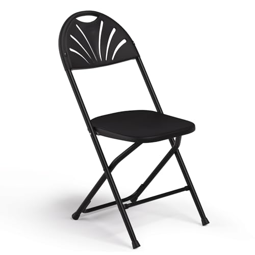 SFIHOME Folding Chairs 10 Pack, Black Foldable Dinning Chairs for Wedding Parties Event Outdoor Indoor, Plastic Folding Chairs Lightweight Portable Chairs for Adults, 250lbs Capacity, Fan Back