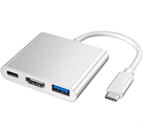 VPRAWLS Typ-C auf HDMI / USB3.0 / USB 3.1 Typ-C 4K Adapter, USB-C HDMI Digital AV Laden und Anschließen Multiport Adapter für MacBook, Chromebook Pixel Geräte auf HDTV/Projektor (HDMI Adapter)