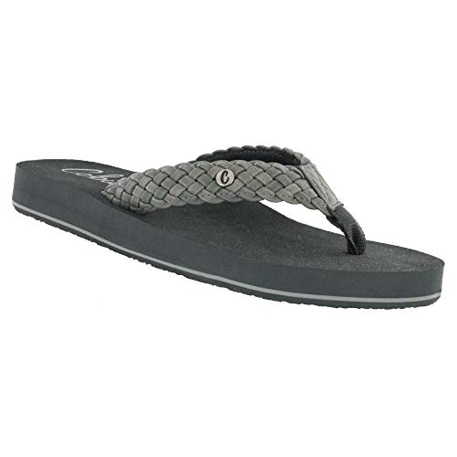 Cobian Women's Braided Bounce Charcoal Flip Flop 8