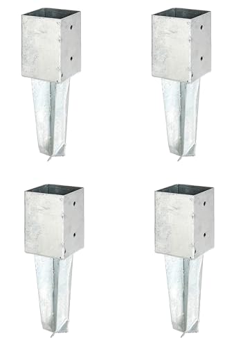 Alberts Set di 4 manicotti da terra | per pali quadrati in legno, zincati a caldo | 91 x 91 mm