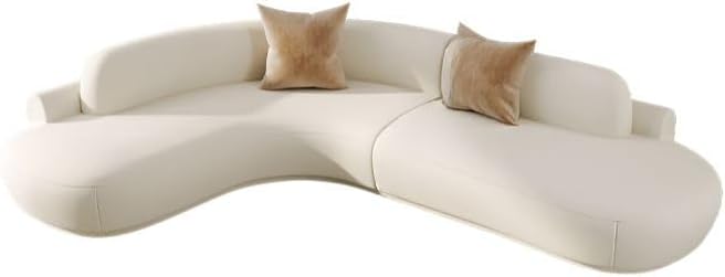 Midnight Black Curved Sectional Sofa, Left Hand Facing, Frosted Velvet Upholstery, Armless, Pillow Back, Scratch Resistant (White, 280W x 180D x 70H cm)