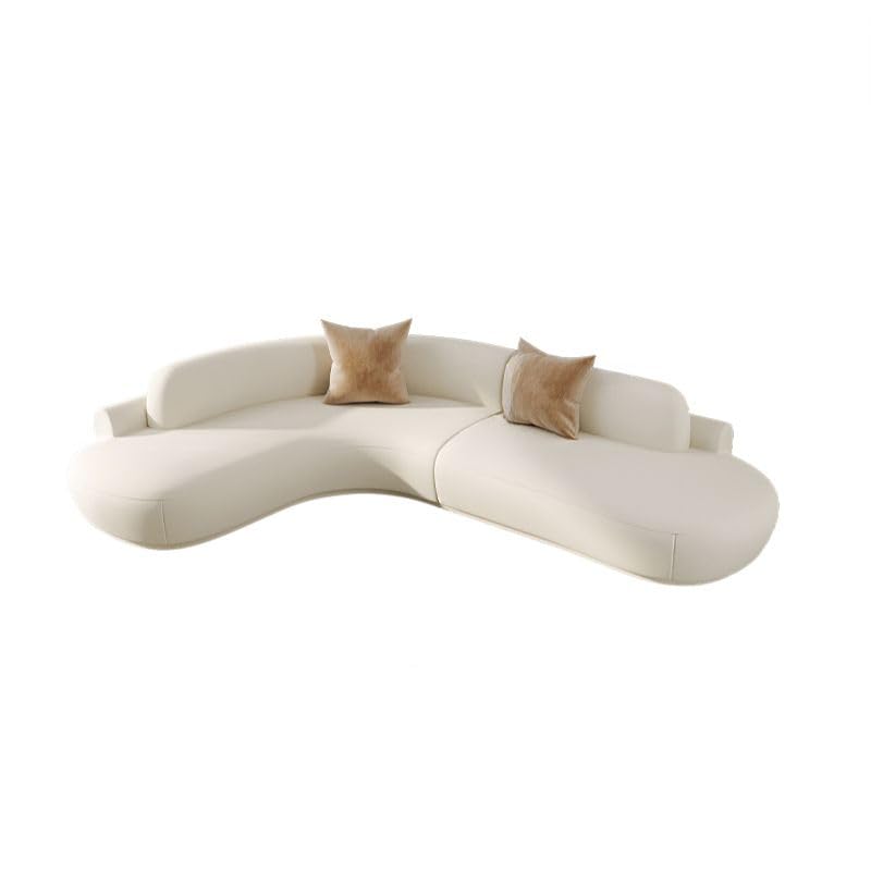 Luxury Luxe Midnight Black Curved Sectional Sofa, Left Hand Facing, Frosted Velvet Upholstery, Armless, Pillow Back, Scratch Resistant (White, 280W x 180D x 70H cm)