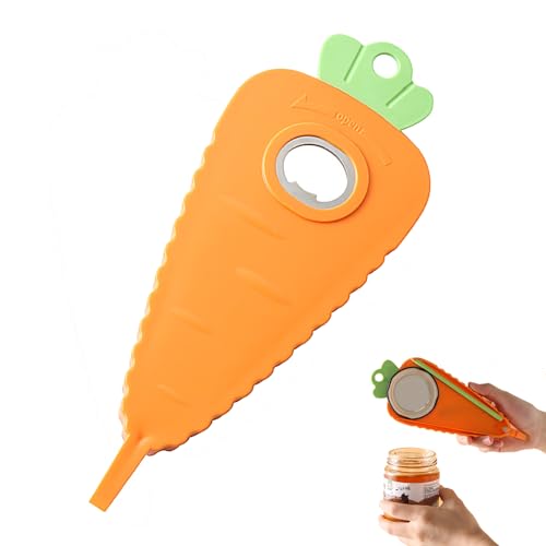 Magnetic Carrot-Shaped Jar & Bottle Opener - Effortless Lid Removal for Weak Hands, Arthritis, Seniors - Fridge Decor Gift, Kitchen Aid Tool (Orange)