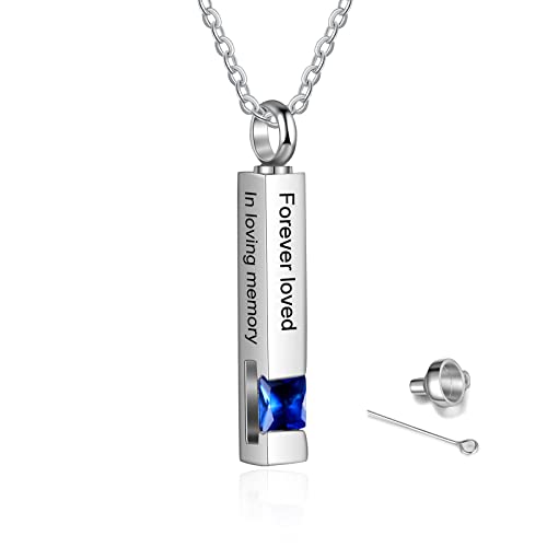 Jeweidea Collar de urna de ceniza para mujeres y hombres Collar con colgante de barra de texto grabado personalizado con piedra natal Regalos conmemorativos de recuerdo de cenizas para la familia Cover