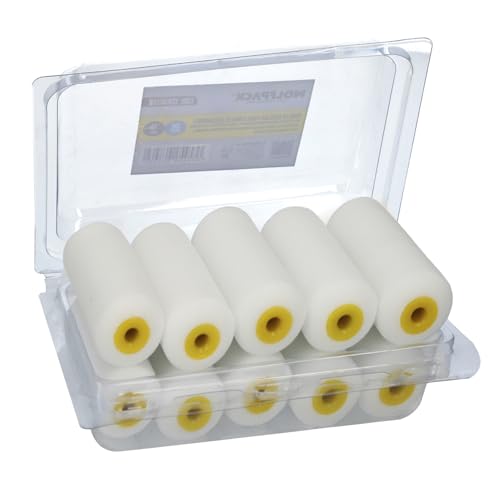 WOLFPACK LINEA PROFESIONAL Rodillo Espuma Recambio Para Esmalte Acrilico 100 mm. Set 10 Rodillos. Rodillo Espuma, Rodillo Pintura Acrilica