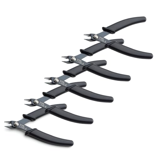 Image of trueCABLE Precision Sharp Flush Cutter, 5 Pack, Wire Cutting Pliers for Ethernet Cable Preparation, Electronics, Jewelry & Crafts, Hardened Carbon Steel with Non-Slip Handle, Cut Wire Up To 16 AWG