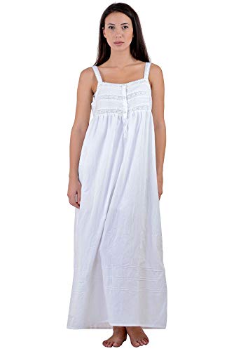 Cotton Lane Cousu Main 100% Coton Taille Plus Chemise De Nuit -Tailles UK 8 À 38 (Orné De Dentelle Et Pin-Plissés) Cover