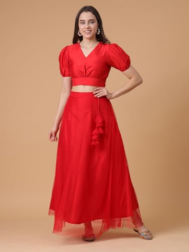 Image of Frolic Rolic Premium Silk V-Neck Blouse Readymade Saree Blouse - Designer Puff Sleeve Blouse for Wedding