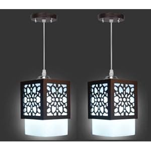 Areezo Wooden Modern Stylish Design Hanging Pendant Antique Fancy Ceiling Lamp Vintage Light (Brown)|Pack of 1