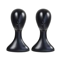 16 Inch Studio Limited Professional Plastic Mannequin Head Durable Women Model Wig Head Stand Torso Styling Making Display Holder with Jack for Wigs, Hat, Mask, Headdress, Necklace (Black, 2 Pack)