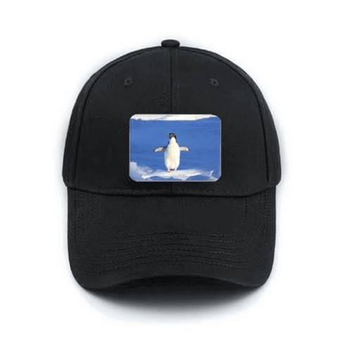 Casquette de baseball noire avec motif pingouin blanc brodé et visière incurvée