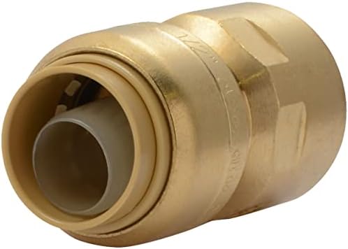 SharkBite U072LFA Straight Connector Plumbing Female, 1/2 in, FNPT, PEX Fittings, Push-to-Connect, Copper, CPVC, 0.5 x 0.5 Inch