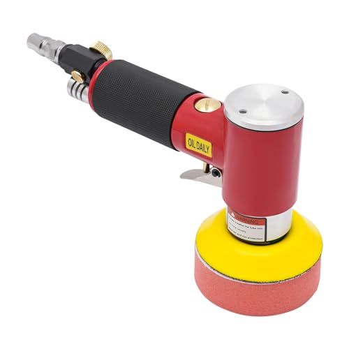10000RPM Mini Pulidora Neumática con Esponja de Pulido, Velocidad Ajustable Máquina Pulidora Excéntrica, Pulidora de Coche Portátil Inalámbrica para Pulir, Lijar (Rojo)