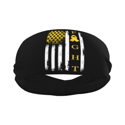 Childhood Cancer Awareness American Flag Adjustable Sports Headband Moisture Wicking Sweatband for Running Workout2