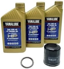 Yamaha R6 (1999-2000) all Models Oil Filter Change Kit Yamaha Part# 3FV-13440-30-00 and 3 Quarts High Performance LUB-10W40-FS-12