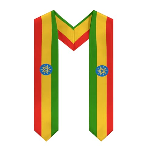 Ethiopia Ethiopian Flag Graduation Stole Sash Shawl for Men Women Thickened V-Neck Scarf for International Students Teachers Study Aboard Graduate Gift 72 inches Unisex