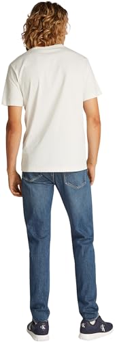 Calvin Klein Camiseta de Manga Corta Hombre Serif Box Graphic tee de algodón, Beige (Tofu), L
