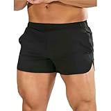 DCEHGEW Men’S Black Grey Quick Dry Running Shorts,Men Lightweight Breathable Athletic Gym Shorts for Workout Training-Black-M
