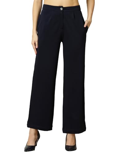 Image of OOMPH! Women's Straight Fit Mid Rise Korean Trousers|Trouser Pants for Women|Elegant Workwear for Office, College & Events|Trousers for Woman