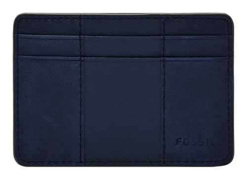 Fossil Porte-Cartes Everett en Cuir Bleu Marine pour Homme