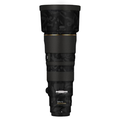 Funda protectora adhesiva para lente Nikon Z 600 mm f/6.3 VR S – Diseño camuflaje sombra negro (modelo A249)