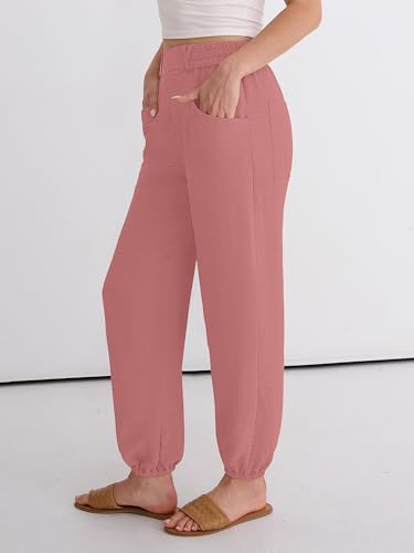 Image of ANRABESS Womens Pants Elastic Waist Summer Casual Harem Barrel Lounge Work Slacks Cropped Beach Vacation Clothes with Pockets
