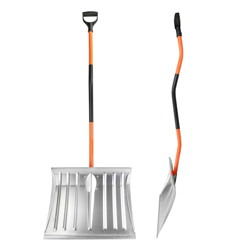 Schneeschaufel Alu mit Stahlstiel Gummiabdeckung Profi Schneeschieber Winter Schaufel (Breite 50 cm mit Stahlstiel)