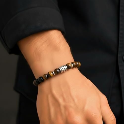 Image of THE MEN THING Natural Stone Bracelets - Adjustable Beaded Wristwear for Men & Boys (Multi-Design Collection)