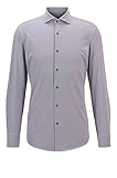 Corte ajustado BOSS Camisa Jason para hombre de corte entallado de tejido técnico elástico italiano. Negro 42