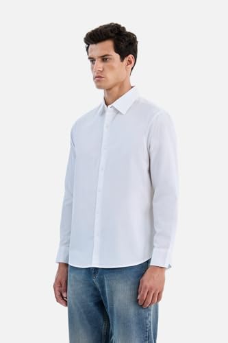 Image of SNITCH Men Casual & Formal Shirt | Regular Fit Full Sleeve Spread Collar Solid Style | 100% Cotton Breathable Woven Fabric for Everyday Wear & Stylish Office Outings