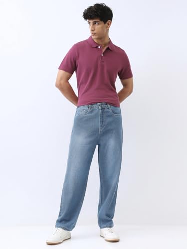 Image of Urbano Fashion Men's Loose Baggy Fit Washed Jeans Non-Stretchable