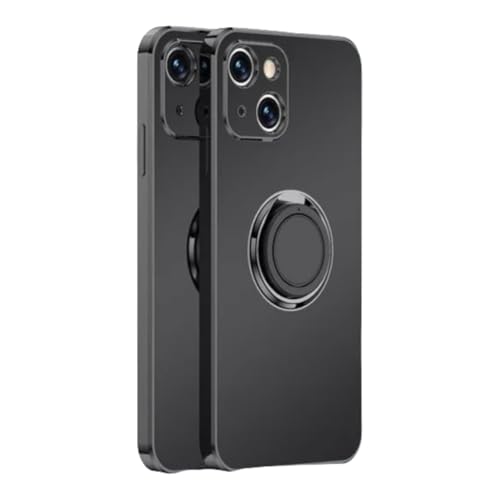 Case For iPhone 13 in Black Luxury Plating Magnetic Car Ring