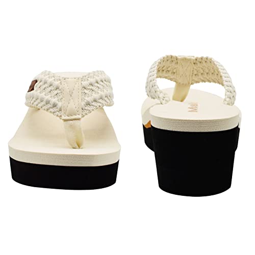 Image of MALIDA Womens Wedge Arch Support Flip Flops Cushion Soft Rubber Midsole Platform Thong Sandals with Rubber Sole