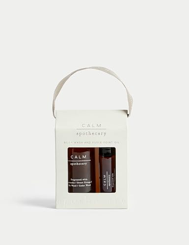 Mārks & Spēncēr | Calm Apothecary Body Wash 60mL and Pulse Point Oil 10mL Gift Set - Lavender Sweet Orange Ho Wood Cedar Wood Fragrance