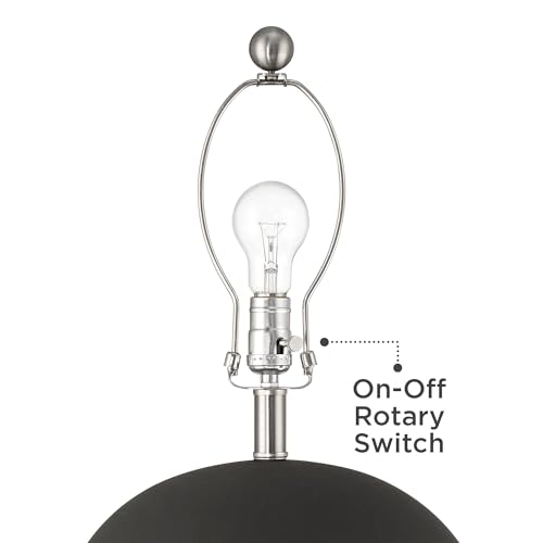 Lámpara de Mesa de Cerámica 24.5" Negra con Pantalla Beige miniatura 5