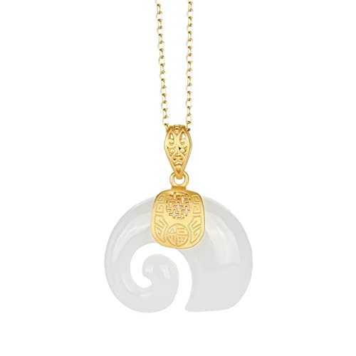 Collier éléphant en jade blanc et or 18k, l'élégance d'un ras du cou haut de gamme pour femme