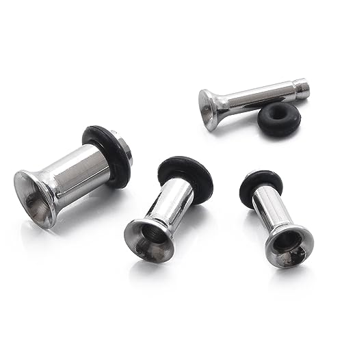 【SCIOLTO(ショルト)】ボディピアス シングルフレア Oリングキャッチ ステンレス シンプル ピアス メンズ レディース 耳たぶ イヤーロブ (12G 10G 8G 6G シルバー)