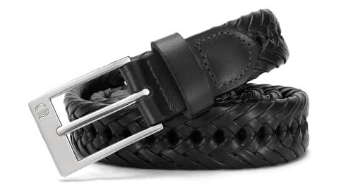 Image of CHAOREN Leather Braided Belts for Men - 1 1 /8 inch Mens Casual Woven Leather Belt for Dress Pant