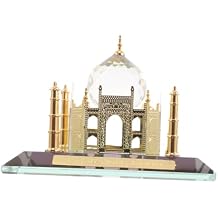ABOOFAN Taj Mahal Model Crystal Architectural Figurine Metal Inlay Vintage Souvenir Decoration for Home Office Decor