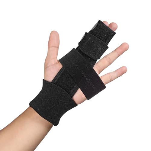 Scurnhau 2 Finger Splint, Adjustable Finger Brace, Finger Metal Support for Broken Fingers, Mallet Finger Splints, Trigger Finger Straightener, Arthritis, Pain Relief, Injury, Fracture, Sprains(S/M)